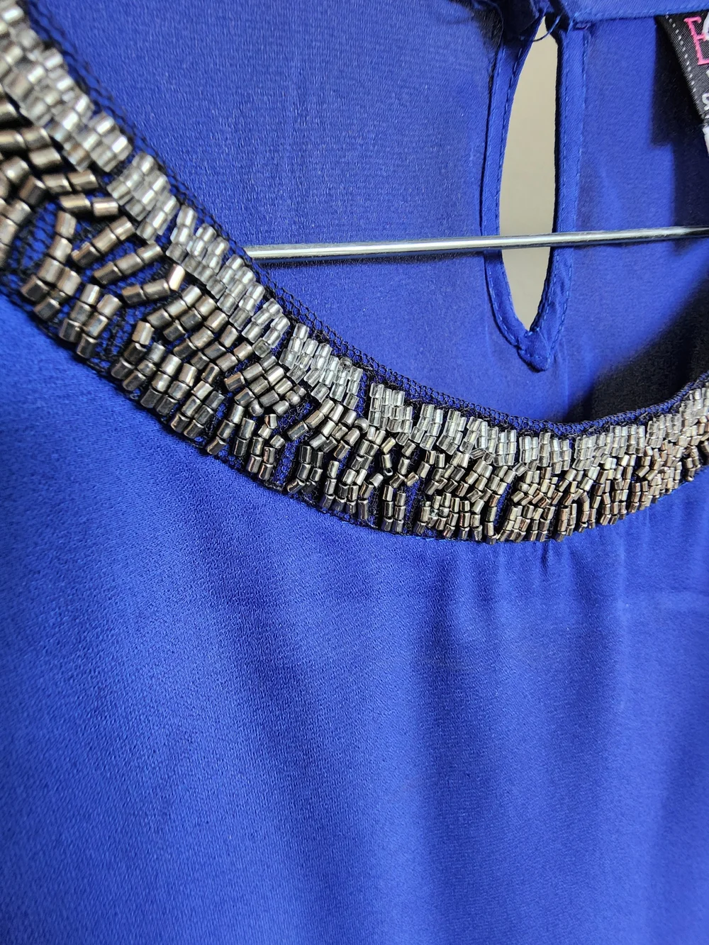 Studio EY Blue Set. Embellished Neck Blouse With Matching Pant.